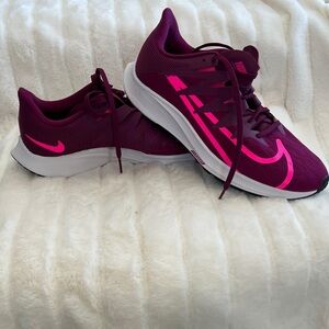 Nike Women's Athletic Shoes - Berry with Bright Pink Swoosh